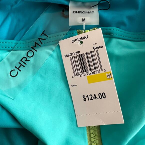 Chromat Mikito Teal Lime Zip Swim Bikini Bottom, XS - Picture 8 of 8